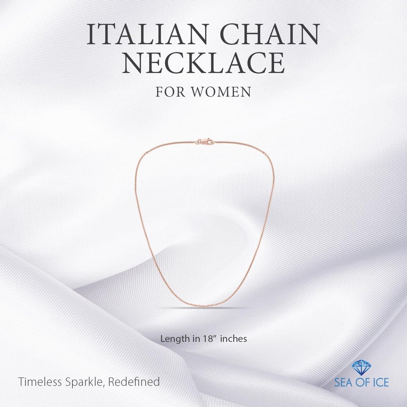 SEA OF ICE Sparkle Paillette Italian Chain Necklace â€“Silver Chain Necklace for Women and Men â€“ 925 Sterling Silver ring Clasp Jewelry Chain â€“ Multisize Silver Chain Unisex - Image 2